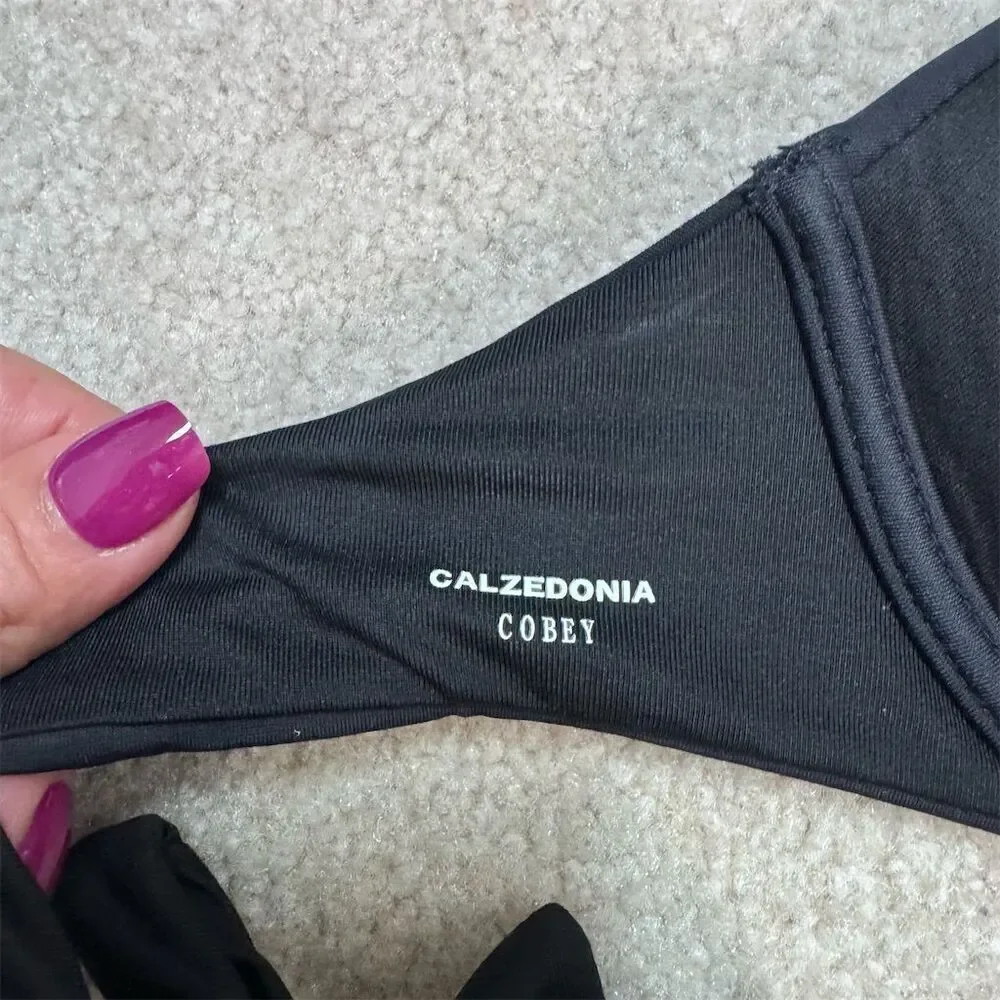 NWOT Calzedonia M Black Crystal Embellished Striped Halter Bikini Set 2 Piece